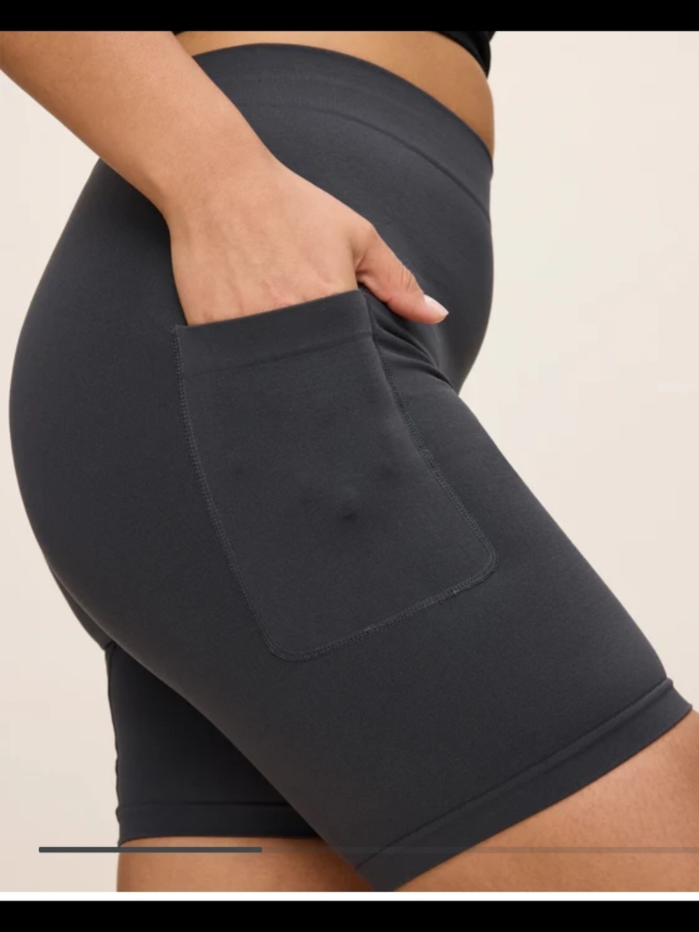 High-Waist Black Women's Bike Shorts with Side Pocket